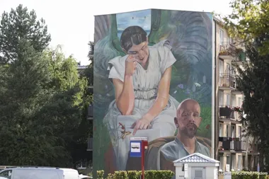 Największy mural w Radomiu pokazuje autoportret Jacka Malczewskiego